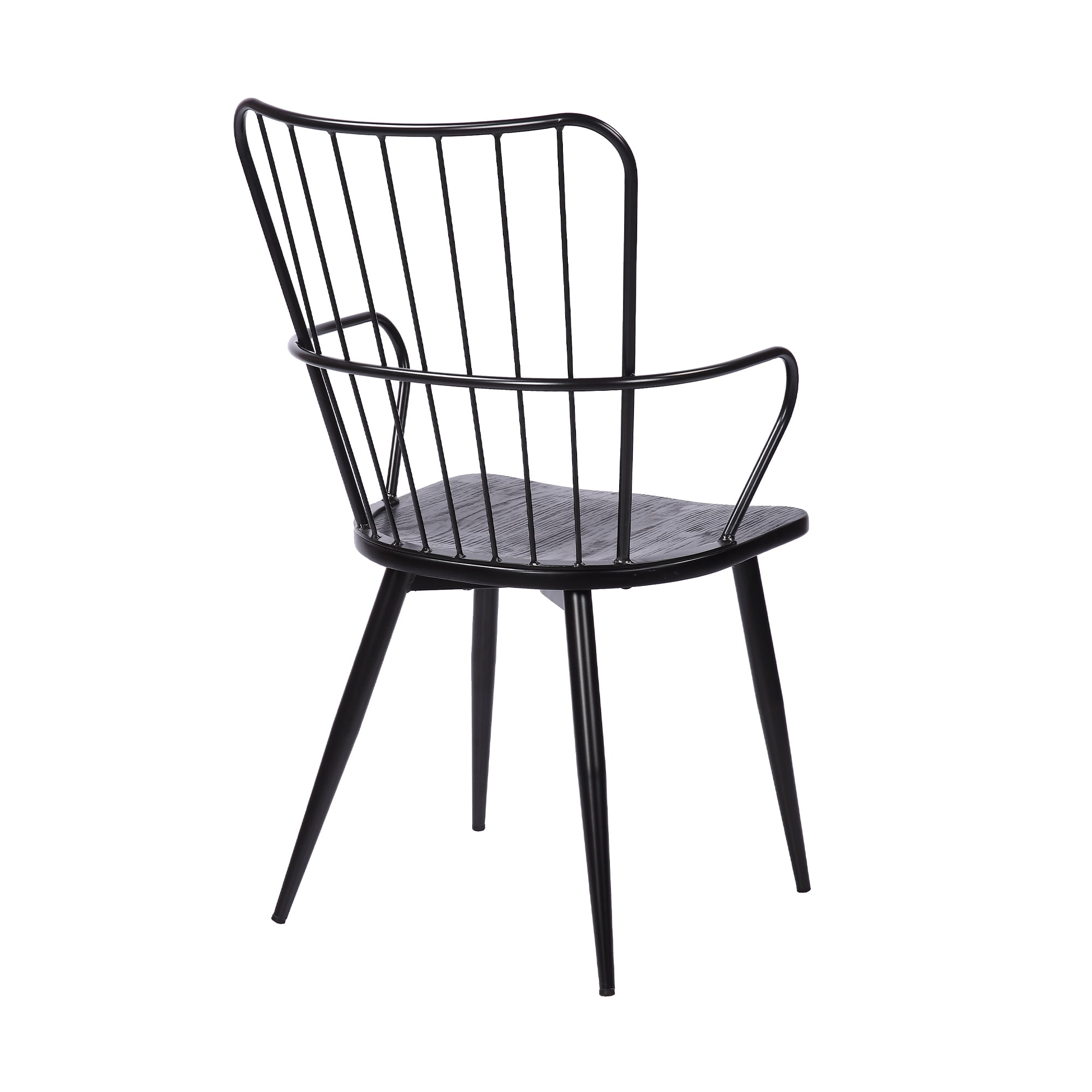 Parisa High Back Steel Framed Side Chair in Black Powder Coated Finish and Black Brushed Wood