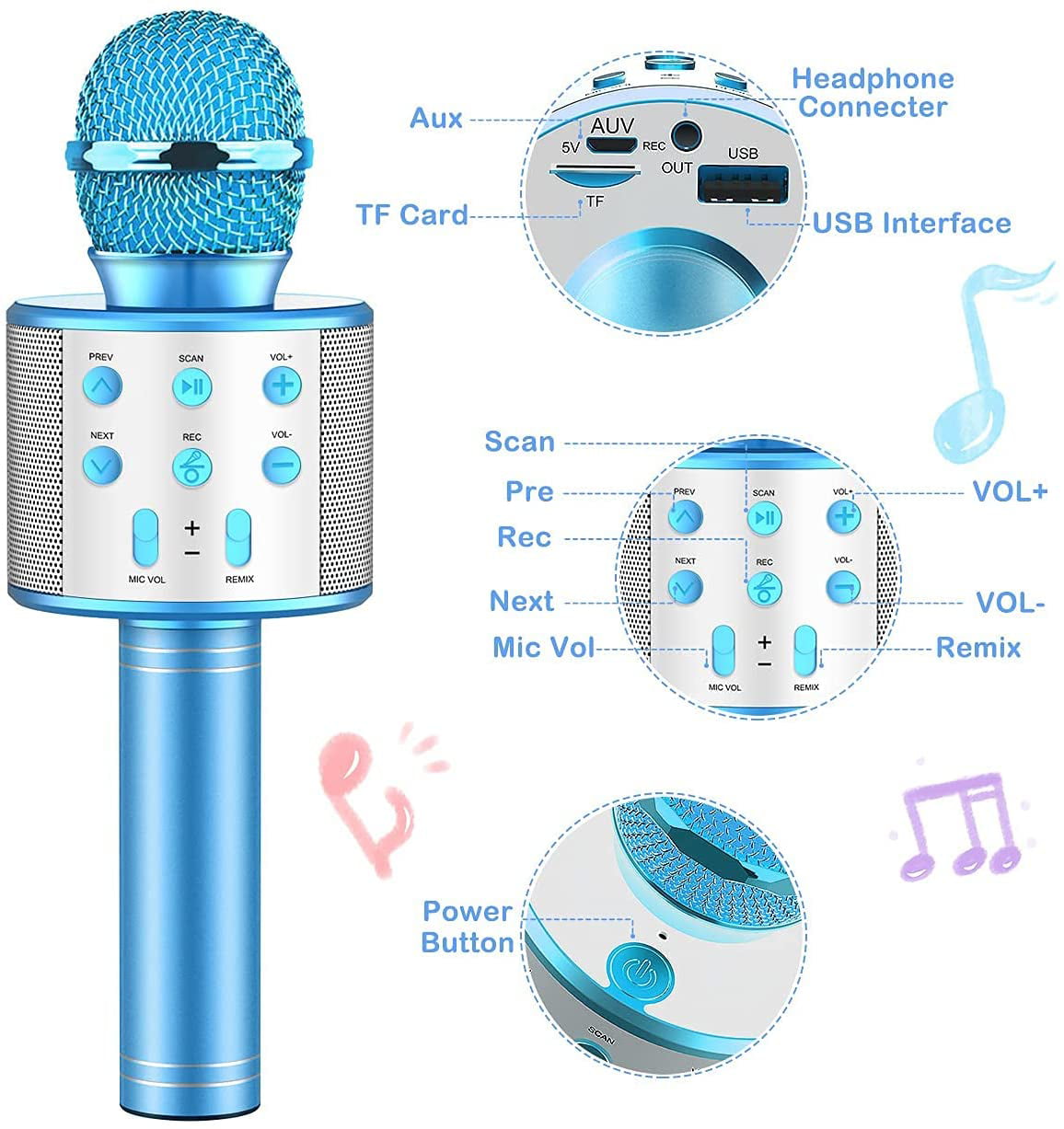 Karaoke Microphone for Kids age 5-14 Year Old 