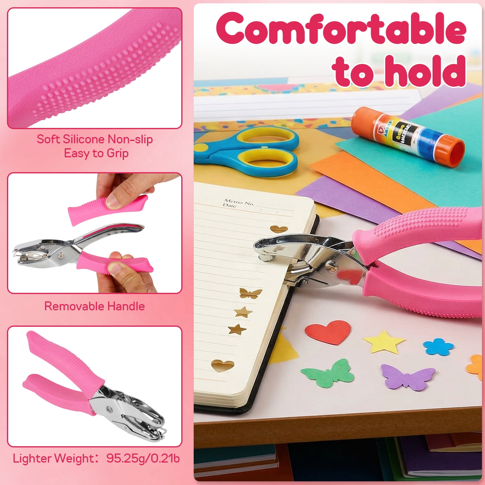 TMWEFUSC Craft Paper Hole Punch Ergonomic Silicone Grip Stainless Steel 8 Pack