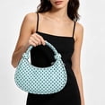 thumbnail image 3 of Women Retro Polka Dot Hobo Shoulder Bag, Glossy Leather Mini Crescent Handbag with Detachable Crossbody Strap, Fashion Casual Small Underarm Purse for Daily Shopping Dating Travel, 3 of 4