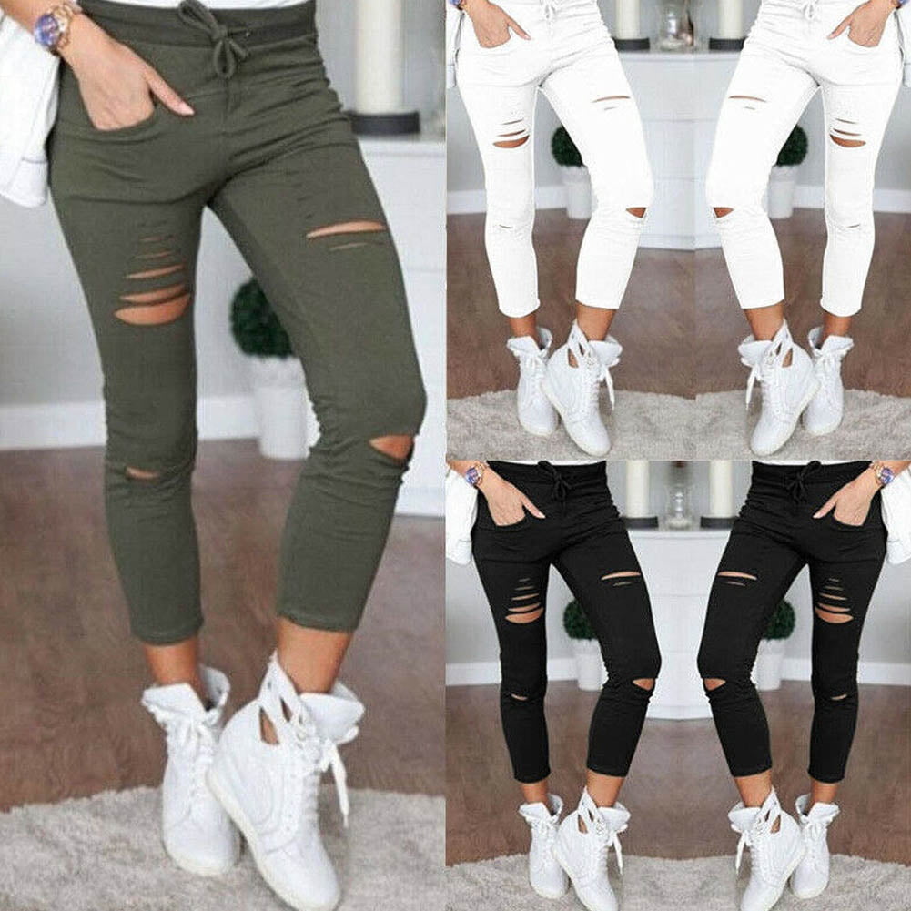 Womens Elastic Waist Pencil Stretch pic