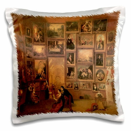 3dRose Gallery of the Louvre by Samuel F.B. Morse American Artist, Pillow Case, 16 by 16-inch