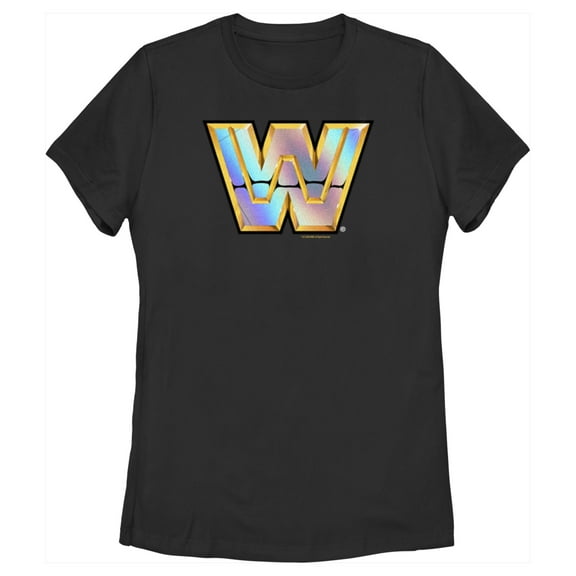 Women's WWE WrestleMania Gold Shiny Logo  Graphic Tee Black Medium
