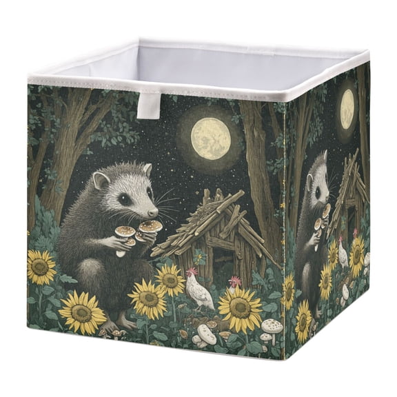 WOBOGO Extra Large Possum Storage Basket Foldable Easy to Clean Durable with Hollow Support Plate with Handle 11.02×11.02×11.02 in