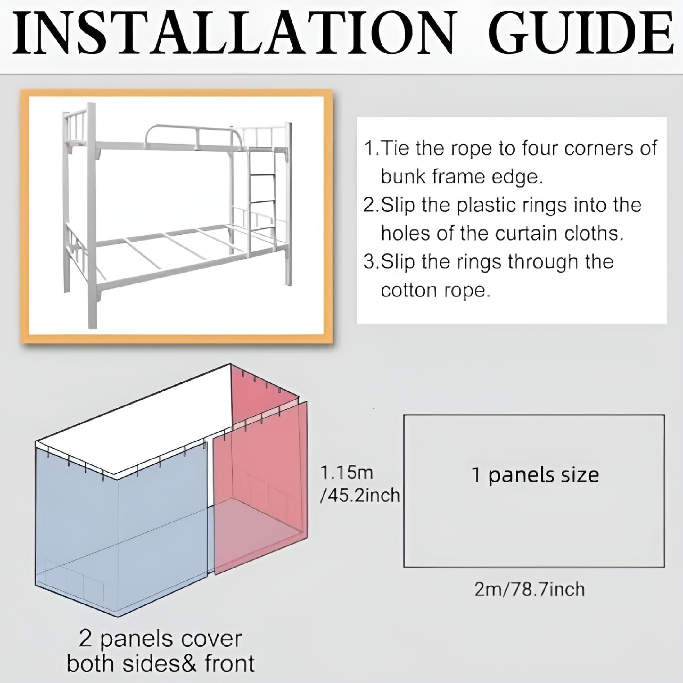 LAMIRO Dorm Bottom Bunk Bed Curtains Privacy Curtains Dustproof Breathable Blackout Curtains Panels Privacy Underbed Loft Bed Canopy Tent Curtain Shading Nets for Single Bed Home 2 Panels