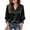 Black 2, variant on Lenpel Satin Dress Shirts for Women Lightweight Fashion V Neck Silky Button down Tops 3/4 Balloon Sleeve Casual Business Work Blouses