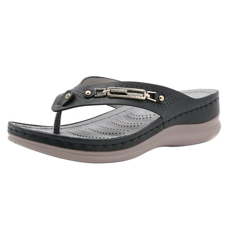 

Womens Summers Vintage Hollow Out Wedge Flip Flops Slippers Shoes