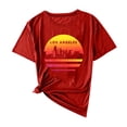 thumbnail image 5 of YHAJDS T Shirts for Women Short Sleeve Round Neck Print Casual Everyday Pullover Tops, 5 of 5