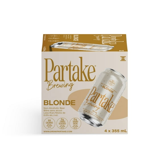 Partake - Blonde, 4 x 355 mL Cans, Craft Non-Alcoholic Beer