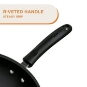 Supor Carbon Steel Wok with Glass Lid, 13.5 in, Traditional Deep-Bowl Iron Wok, Metal Utensil Safe