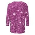thumbnail image 5 of VINUSLI Sequined Tops Women Trendy 3/4 Sleeve Crewneck Sparkle Shirts Casual Dressy Glitter Loose Pullover Blouses Purple,L, 5 of 5
