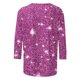 thumbnail image 5 of Tejiojio Women's Sequin Top Round Neck 3/4 Sleeves Sparkly Casual Party Blouse S-2XL, 5 of 5