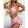 thumbnail image 2 of REORIAFEE Women's Bikini Bathing Suit 3 Piece Swimsuit Tropical Bathing Suit Three Piece Suit Bandage Push Up Bikini Padded Swimwear Beachwear Set Pink M, 2 of 9