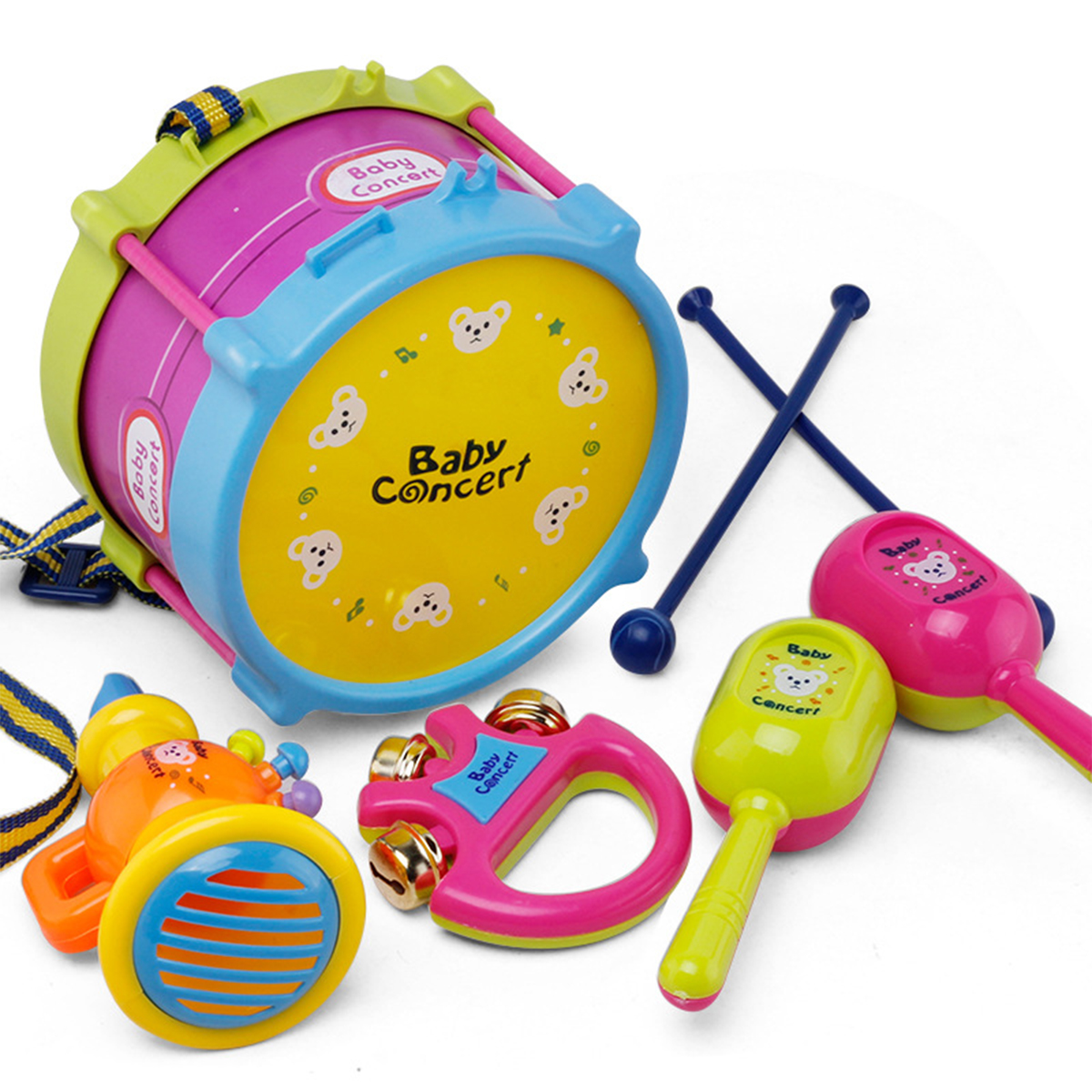 5PCS Kids Drum Musical Instruments Band Kit Educational Music Toys Set ...