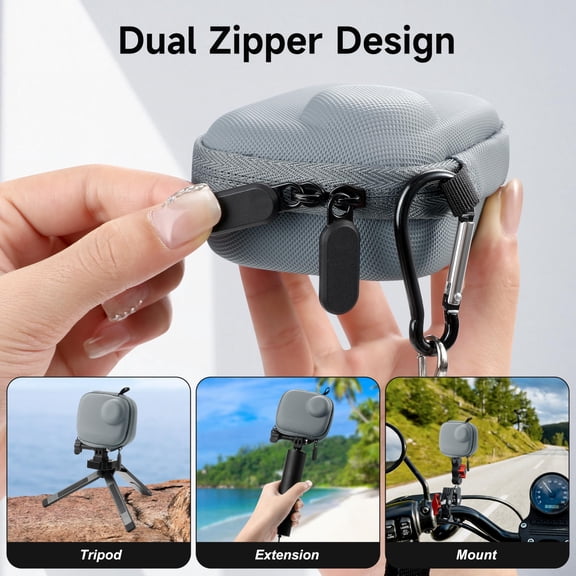 Mini Carrying Case for Insta360 GO Ultra Hard Shell Lens PU Cover Protection Storage Bag Travel Portable Cases with Carabiner&Wrist Strap Action Camera Accessories (Mesh)