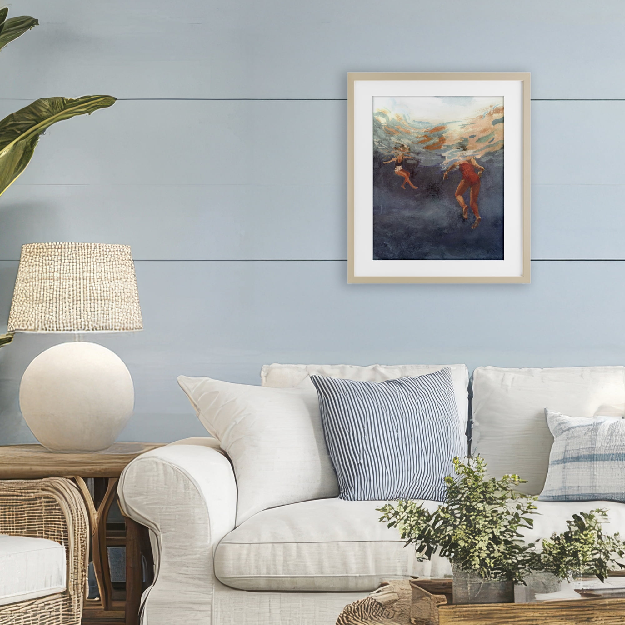 Stupell Industries Summer's Dance Swimmers Birch Framed Print Under Glass, design by Victoria Barnes