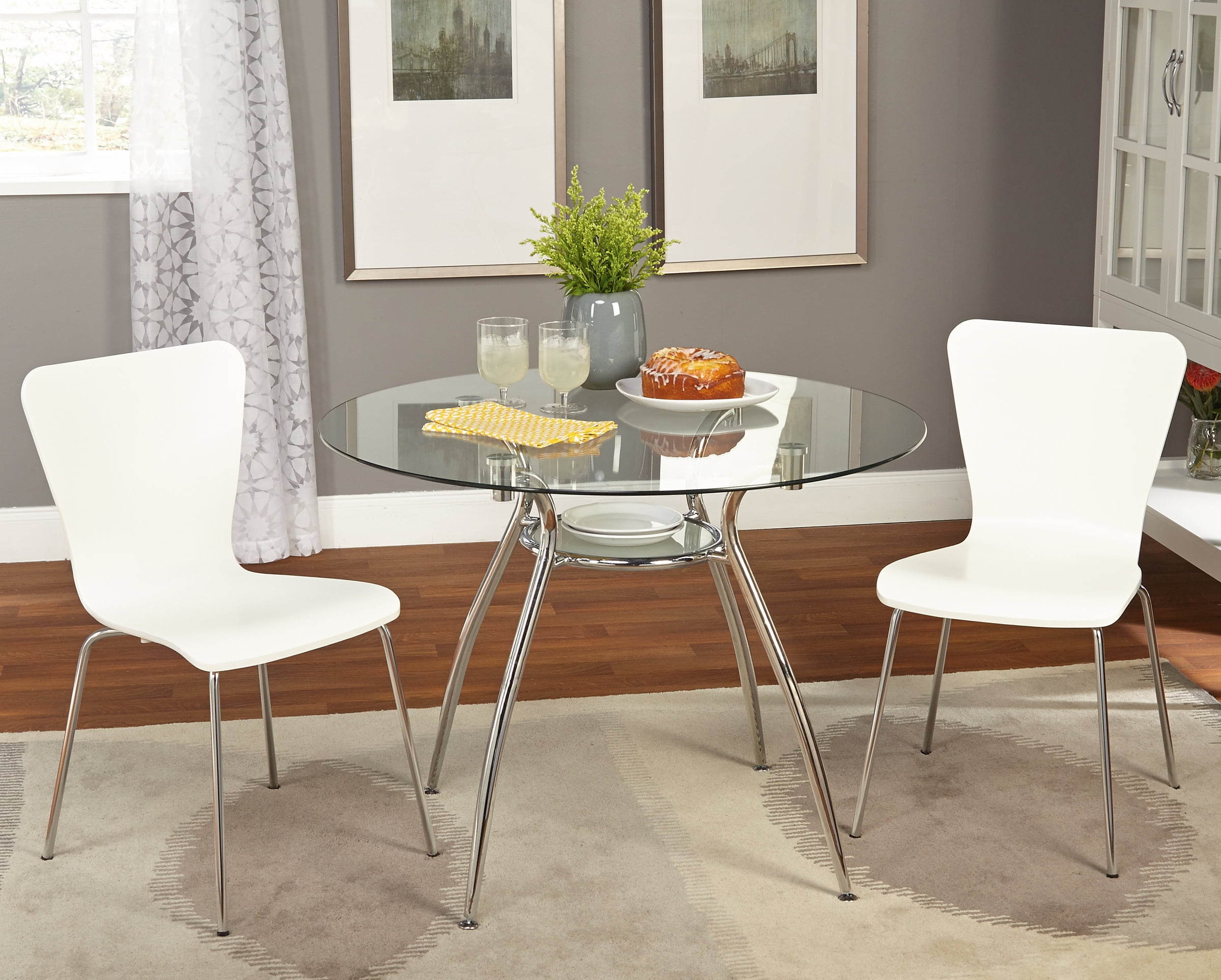 Itza 3 - Piece Dining Set, White & Silver