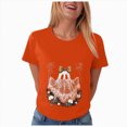 thumbnail image 5 of TOWED22 Fall Shirts for Women Halloween Bow Ghost Flower Graphic Tees Spooky Season Tops Cute Autumn Halloween T-Shirt(Orange,3XL), 5 of 8
