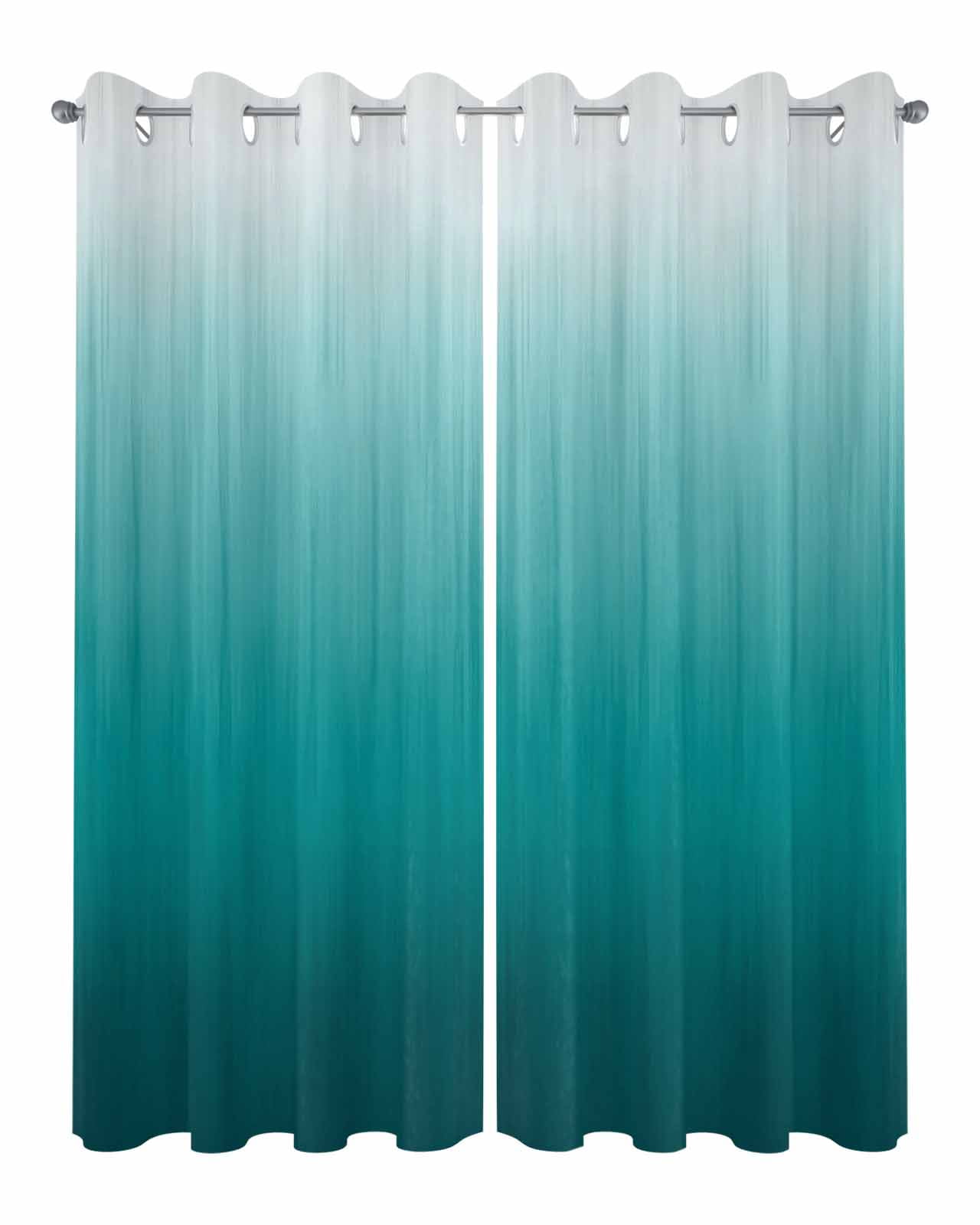 Teal Ombre Outdoor Curtains for Patio, Contemporary Gradient Abstract Art Privacy Drapes Grommet Waterproof Outside Curtains for Porch/Cabana/Balcony 54"x 95", 2 Panel