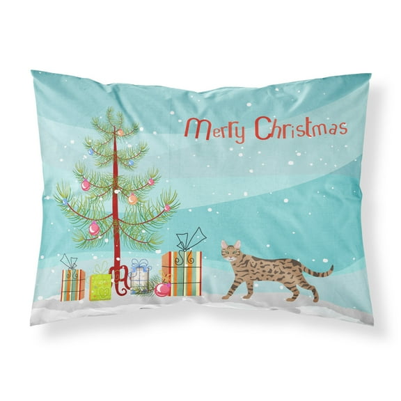Serengeti Cat Merry Christmas Fabric Standard Pillowcase