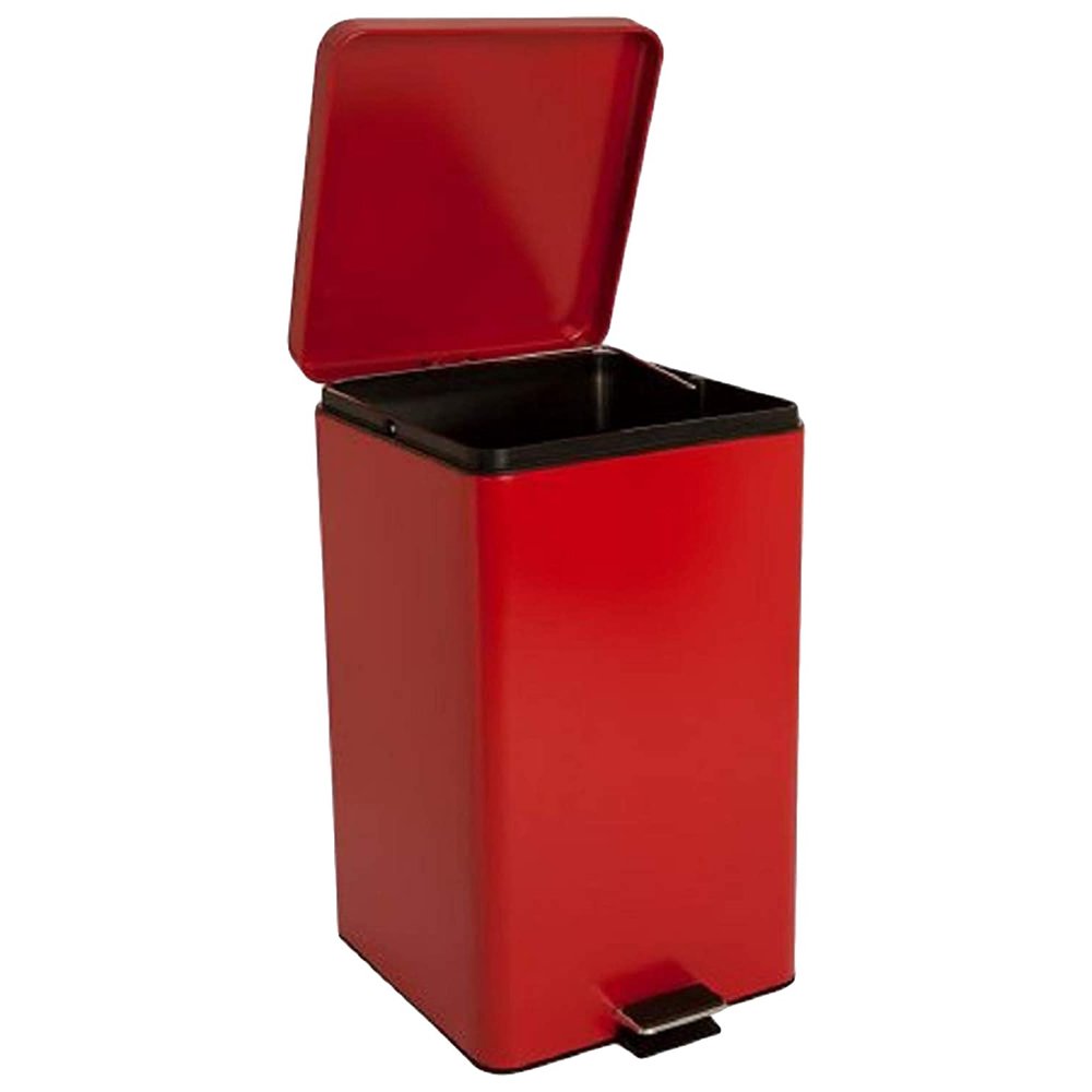 Steel Step Trash Can 8 gal. Red Waste Can with Plastic Liner 11.5 x 12.