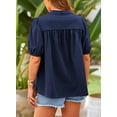 thumbnail image 7 of PRETTYGARDEN Women's Summer Button Down Shirts Short Lantern Sleeve V Neck Cotton Cute Dressy Casual Ladies Tops Blouses, 7 of 7