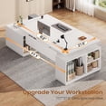thumbnail image 6 of SEDETA 77.1" Executive Large Electric Standing Desk, Height Adjustable Sit Stand Desk with 2 Drawers, Storage Cabinet & Charging Port for Home Office, White, 6 of 9