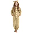 thumbnail image 1 of FAIWAD Girls Fleece Jumpsuits Kids Hooded Button Up Rompers Winter Warm Fuzzy Cute Jumpsuits, 1 of 6