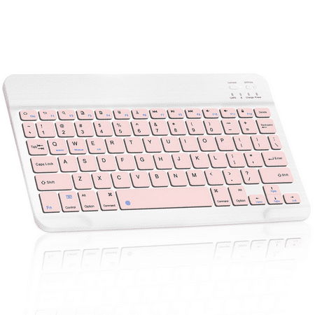 Ultra-Slim Bluetooth rechargeable Keyboard for Lenovo Yoga Tab 11 and all Bluetooth Enabled iPads, iPhones, Android Tablets, Smartphones, Windows pc - Flamingo Pink