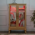 thumbnail image 5 of Miekor Furniture Elegant Light Oak Curio Cabinet with Tempered Glass Doors, LED Light, Mirrored Back Panel & Adjustable Shelves – Perfect Display Storage for Home & Office 86809, 5 of 11