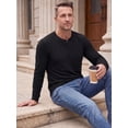 thumbnail image 6 of GRIUNS Mens Henley Shirts Long Sleeve T-Shirt Casual Classic Soft Stretch Pullover Tees Black L, 6 of 8