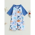 thumbnail image 2 of Bagilaanoe Toddler Baby Girl Boy One-Piece Swimsuit Print Short Sleeve Zipper Rashguard Swimwear 6M 12M 2T 3T 4T 5T Kids Bathing Suit Beachwear, 2 of 9