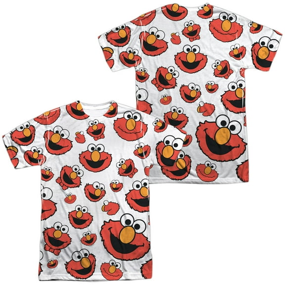 Sesame Street Elmo Face Pattern Unisex Adult Sublimated Costume T Shirt (Front/Back), Large Multicolor