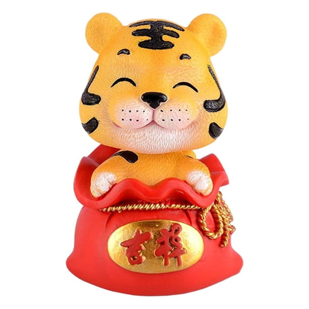 Figura de tigre de dibujos animados en miniatura para casa, Navidad, hogar, coche, accesorios kawaii, manualidades Propicio