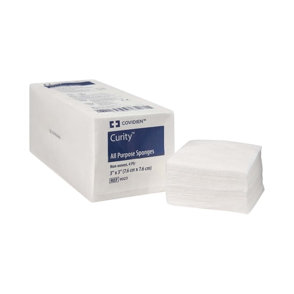 Curity Non-Sterile Non-Woven 4-Ply Polyester and Rayon Sponges, 3" x 3", 200 per Pack, 20 Packs, 4000 Total
