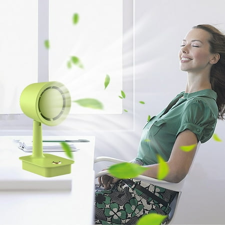 

Qnjujn Folding Desktop Fan Usb Rechargeable Stand Student Dormitory Office Desk Silent Brushless Bladeless Electric Fan Green