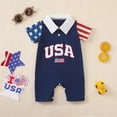 thumbnail image 2 of 4th of July Baby Boy Clothes Short Sleeve Romper Lapel Jumpsuit Newborn Summer My First 4th of July Baby Boy Outfit, 2 of 7