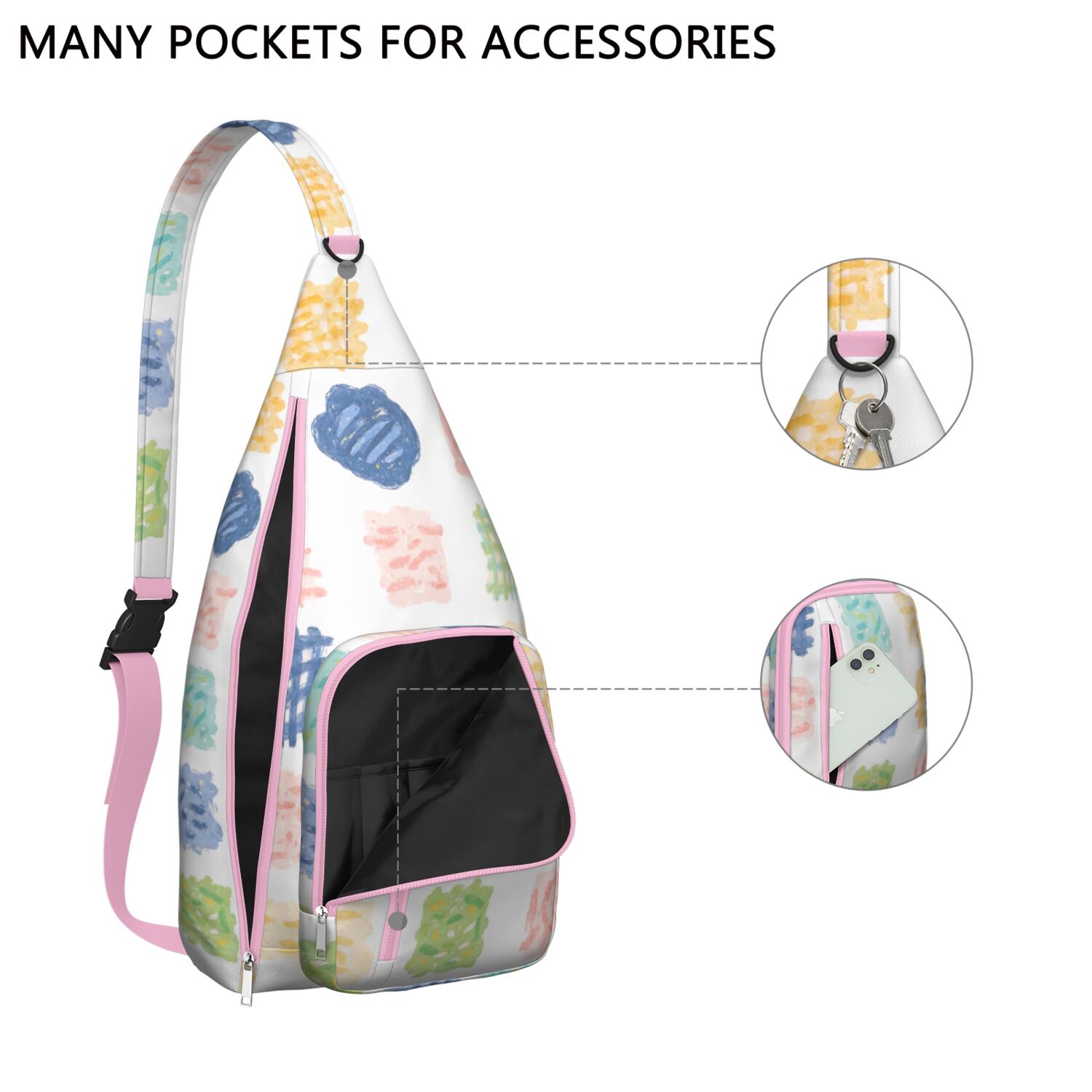 Rainbow Cartoon Sling Bag Lightweight Hiking Sling Pack for Cycling Mountain Climbing