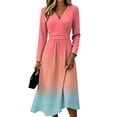 thumbnail image 2 of Women's Summer Maxi Dresses Long Sleeve V Neck Wrap Crossover Wedding Dresses Elegant Formal Floral a Line Dress, 2 of 6