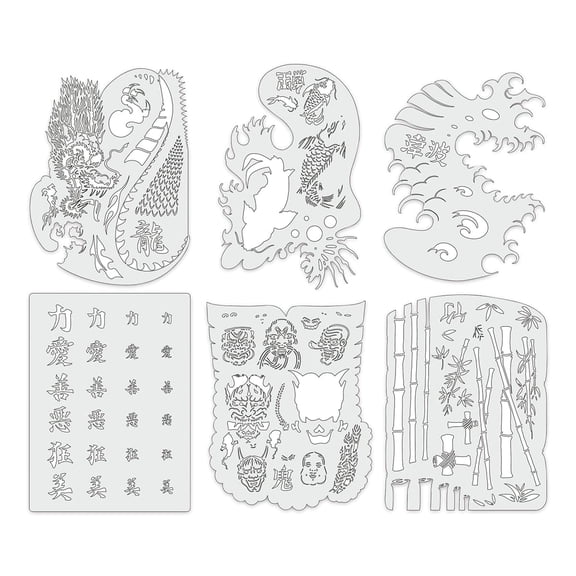 Iwata Artool Freehand Template - Set of 6, Kanji Master