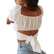 thumbnail image 3 of Top corto con volantes para mujer, top con hombros descubiertos, cuello de una línea, informal para citas, para la oficina, para ir de compras Demonsen None, 3 of 5