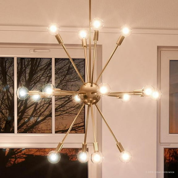 Urban Ambiance Luxury Mid-Century Modern Chandelier, Size: 25-1/2"H x 24.167"W, with Modern Style Elements, Brushed Bronze Finish, UHP2523