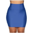 thumbnail image 2 of Kcocoo Fashion Women Stretch Tight Sexy Skirt Solid High Waist Short Slim Mini Skirts Polyester Blue XL, 2 of 9
