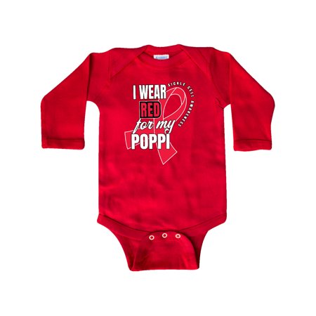 

Inktastic Sickle Cell Awareness I Wear Red For My Poppi Gift Baby Boy or Baby Girl Long Sleeve Bodysuit