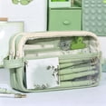 thumbnail image 5 of Secfreeship Clear Transparent Pencil Pouch, Large Capacity Cloth Stationery Organizer with Zipper, Multi-Layer Storage Bag for Pens, Markers, Office Supplies and Travel Essentials, 5 of 9