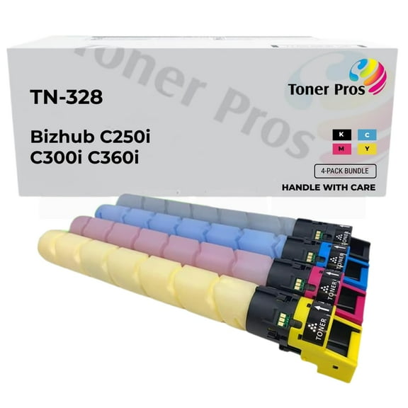 Toner Pros Replacement Toner Cartridge – Compatible for Konica Minolta TN-328 (TN328K, TN328C, TN328M, TN328Y) – High Yield 4-Color Pack for Bizhub C250i, C300i, C360i Printers – 28,000 Pages Each