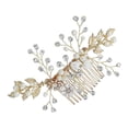 thumbnail image 2 of Golden Alloy Hair Comb for Women with Pearl and Rhinestone Design for Weddings and Special, 2 of 3