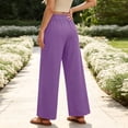 thumbnail image 7 of yeiolnoer Wide Leg Pants for Women Lounge High Waisted Trousers Comfy Pleated Pants with Pockets Fall Outfit(Purple,Medium), 7 of 7