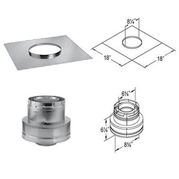 DuraVent 46DVA-KCT Masonry Chimney Conversion Kit with Flashing, 18 x 18 in.