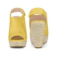 thumbnail image 5 of BLISSFUL STEP Women's Fashion Espadrille High Heel Open Toe Sandals Yellow 5.5, 5 of 6